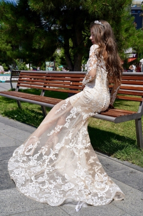Мереживна весільна сукня русалка 15359