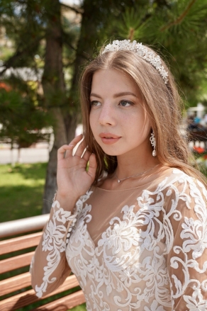 Мереживна весільна сукня русалка 15359