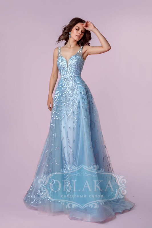 Вечірня сукня А-силуету 3244B blue