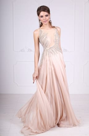 Вечірня сукня А-силуету з ілюзорним ліфом Elegance