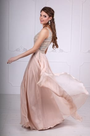 Вечірня сукня А-силуету з ілюзорним ліфом Elegance