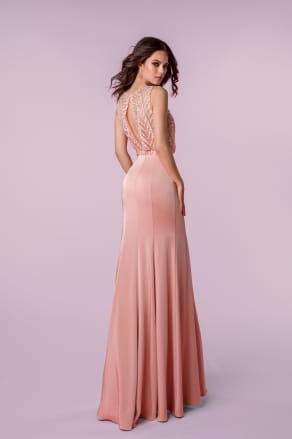 Вечірня сукня годе з розрізом 8173C pink