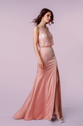 Вечірня сукня годе з розрізом 8173C pink