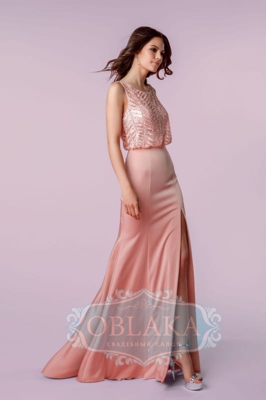 Вечірня сукня годе з розрізом 8173C pink
